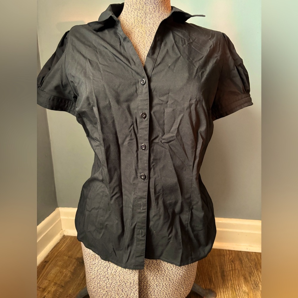 Black Button-Up Women's Top